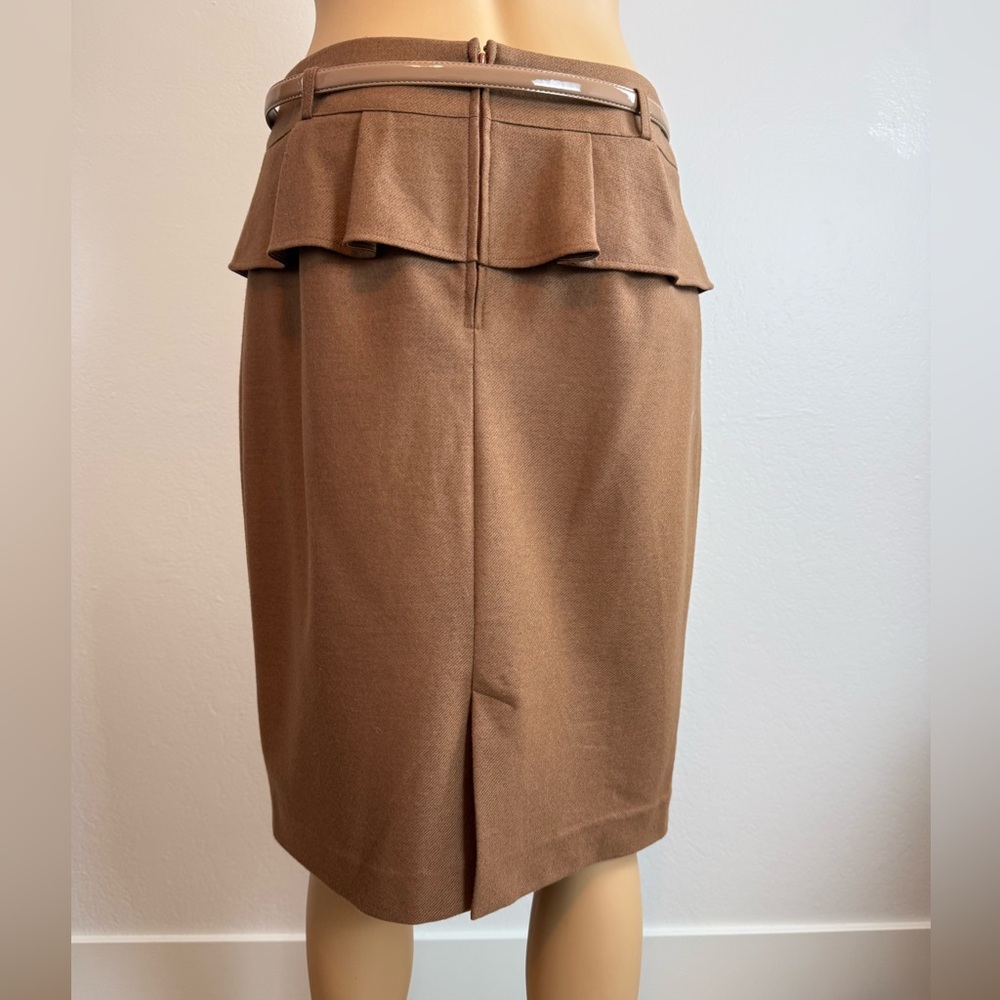 Naracamicie-90's/Y2K Vintage, Camel, Ruffle Waist, Wool, Pencil Skirt.‎ Size-3 - Picture 4 of 7